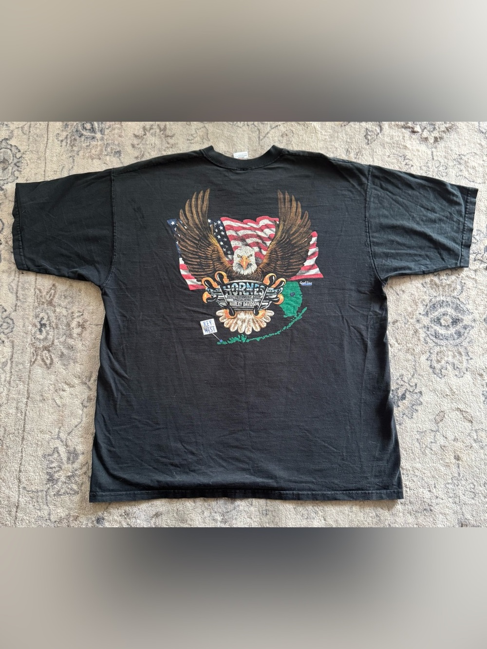 Harley-Davidson Key West Black T-Shirt with American Flag & Eagle Graphic